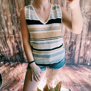Vintage Stripped V-neck tank top